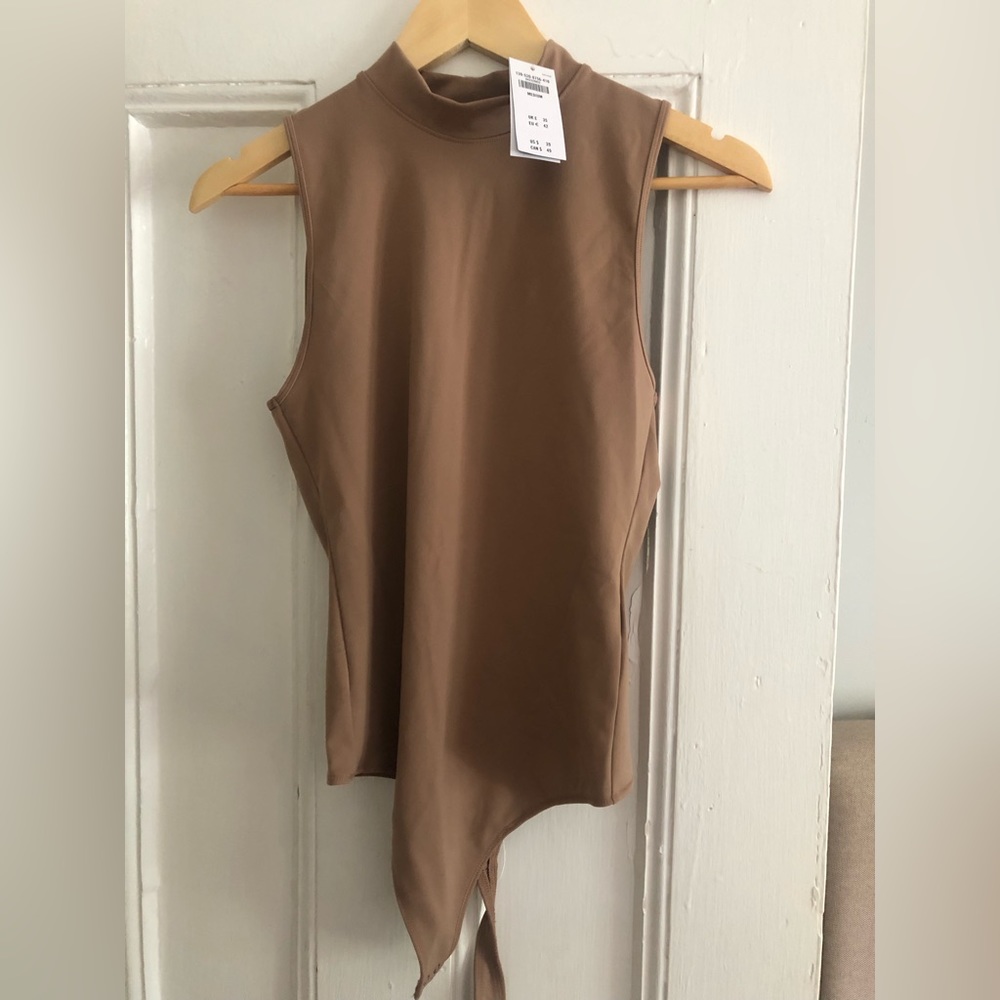Tan Abercrombie Mock Neck Sleeveless Bodysuit
